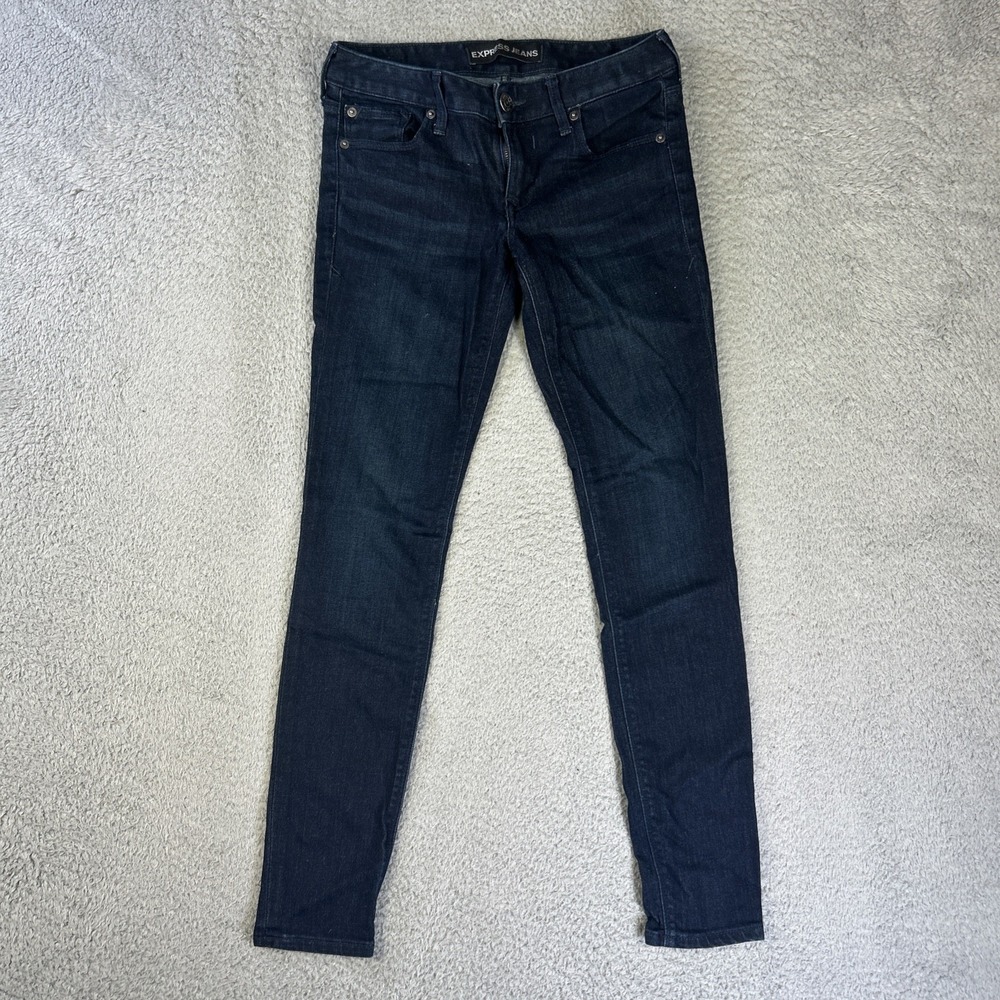 Express Jeans Womens 0 Dark Blue Denim Pants Stella Low Rise Zip Legging Jegging